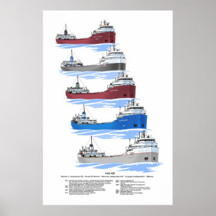 Underbar Sjöar Freighter Ojibway-historia Poster