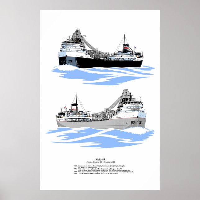 Underbar Sjöar Freighter Saginaw-historik Poster (Framsidan)