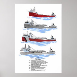 Underbar Sjöar Freighter Sloan Mississagi Historik Poster