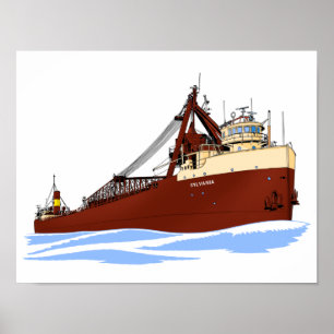 Underbar Sjöar freighter Sylvania s/u Columbia Poster