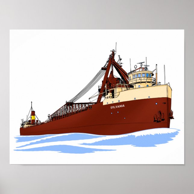 Underbar Sjöar freighter Sylvania s/u Columbia Poster (Framsidan)