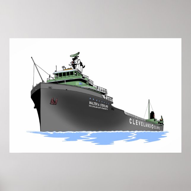 Underbar Sjöar Freighter Walter A. Sterling Poster (Framsidan)