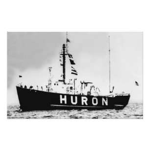 Underbar Sjöar Huron Lightship Vintage Fototryck