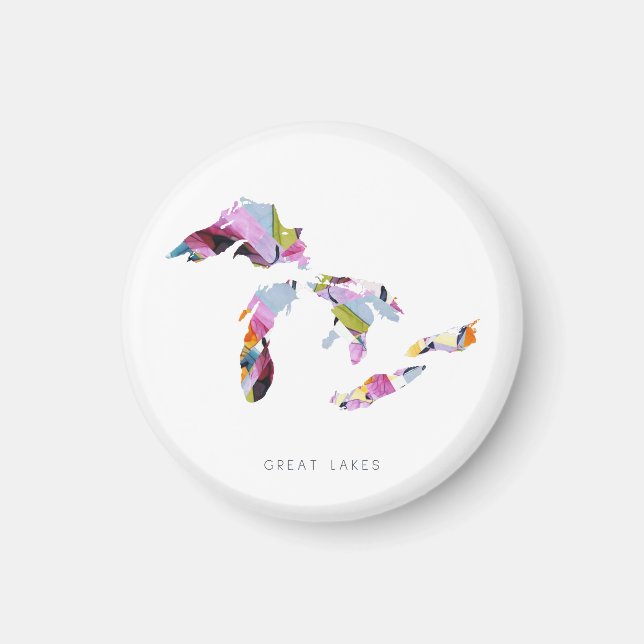 Underbar Sjöar minimalistisk Silhouette Karta Magn Magnet (Framsidan)