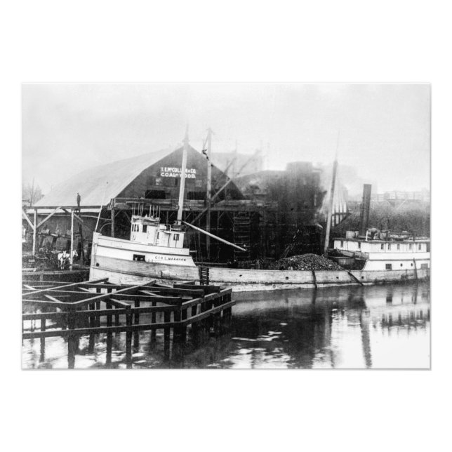 Underbar Sjöar pråm steamer George C. Markham Fototryck (Framsidan)