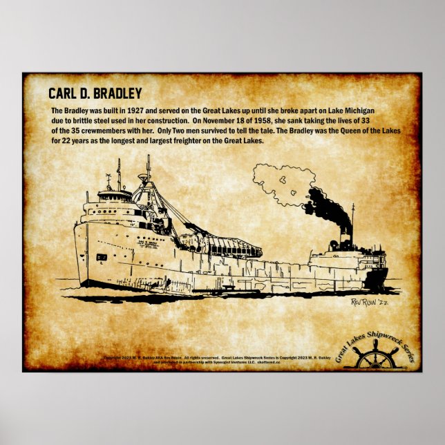 Underbar Sjöar Shipwreck Series: Carl D Bradley Poster (Framsidan)