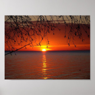 Underbar Sjöar Sunset by Bobby Mikul kanvastryck Poster
