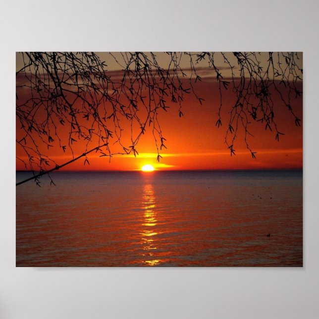 Underbar Sjöar Sunset by Bobby Mikul kanvastryck Poster (Framsidan)