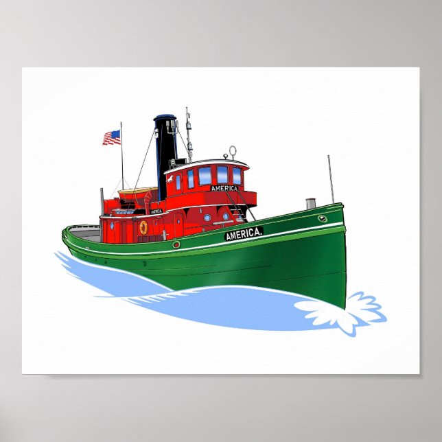 Underbar Sjöar tug America tidigt Poster (Framsidan)