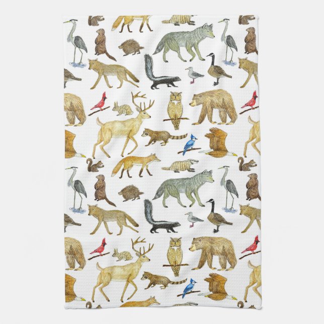 Underbar Sjöar Wildlife Tea Towel Kökshandduk (Vertikal)