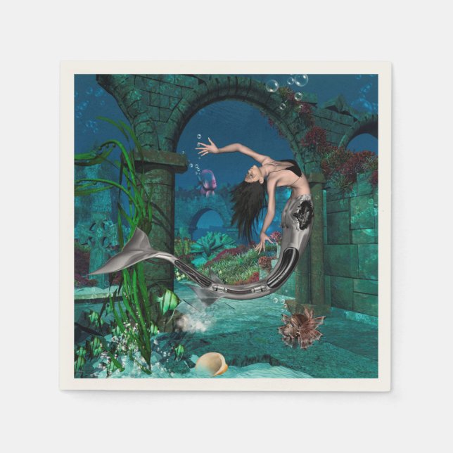 Underbar sjöjungfru med fantasi pappersservett (Framsidan)