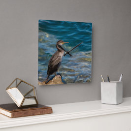 Underbar skarv på Sten Fyrkantig Klocka