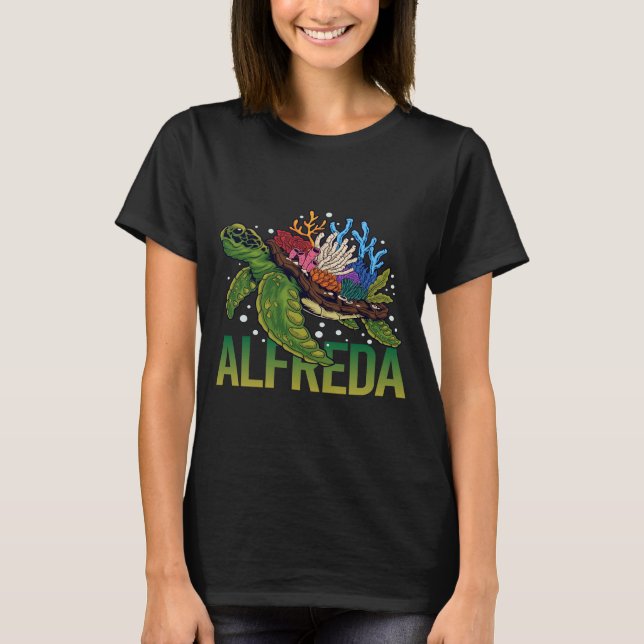 Underbar Sköldpadda - Alfreda Namn T Shirt (Framsida)