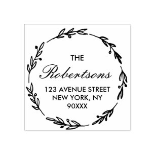 underbar skript hem adress stämpel