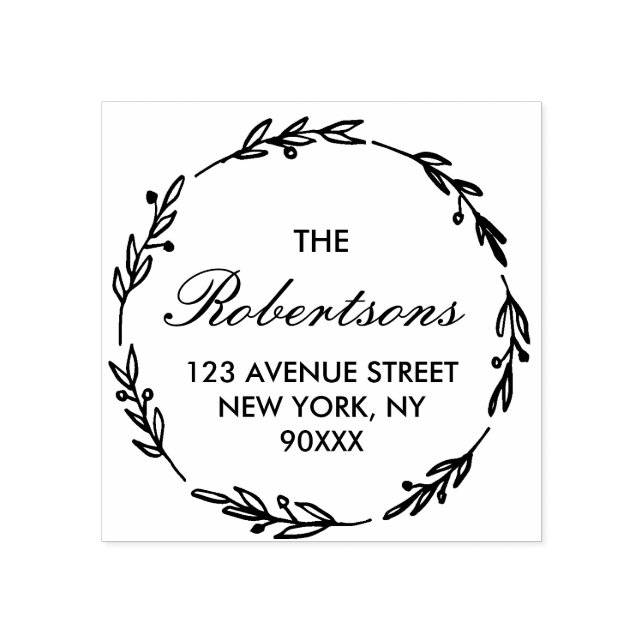 underbar skript hem adress stämpel (Tryck)