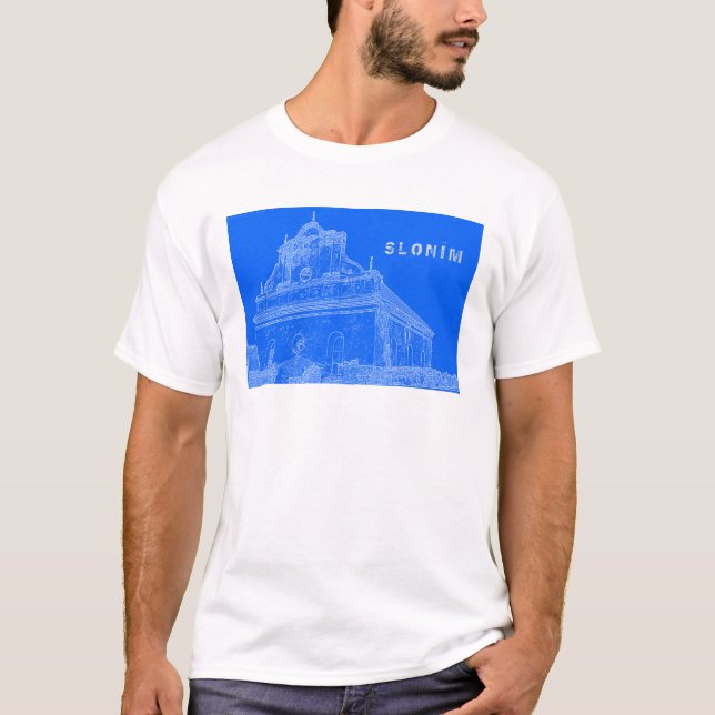 Underbar SLonim Synagogue Architecture Sketch i Vi T Shirt (Framsida)