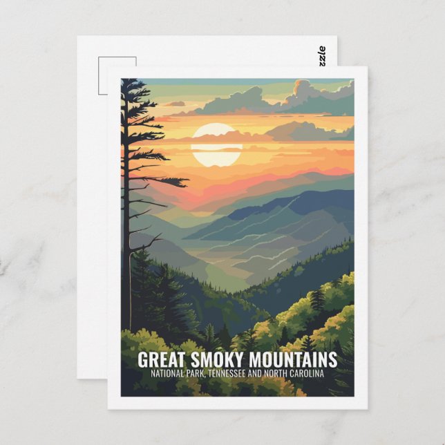 Underbar Smoky Mountains nationalpark Tennessee US Vykort (Fram/baksida)