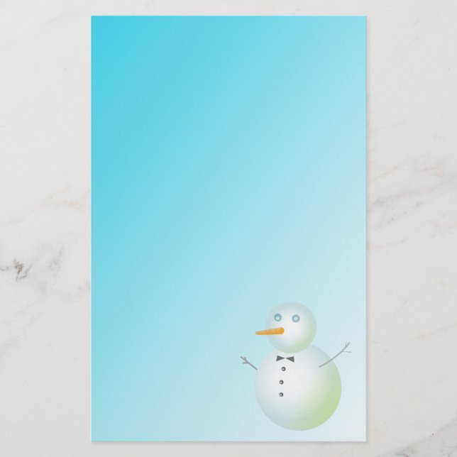 underbar snögubbe,blå brevpapper (Framsida)