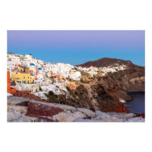 Underbar solnedgångsfärger i Santorini, Grekland
