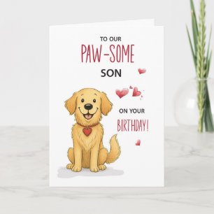 Underbar son födelsedag rolig golden retriever kort