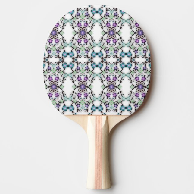 Underbar spetsig look av blå violetta blommor  pingisracket (Framsidan)