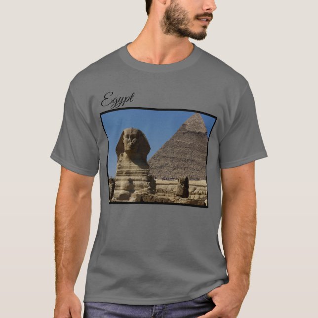 Underbar Sphinx Statue Giza Cairo Egypten Travel P T Shirt (Framsida)