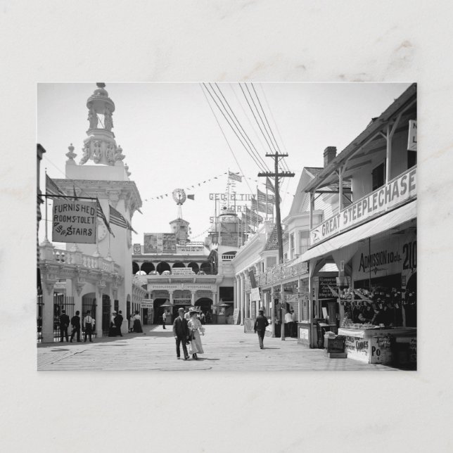 Underbar Steeplechase, Bowery, Coney Island 1903 Vykort (Framsida)