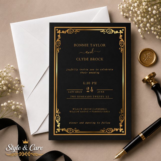 Underbar stilfull bröllopsinbjudan med elegant flä spara datumet (Gorgeous Stylish Wedding Invite with Elegant Flair)