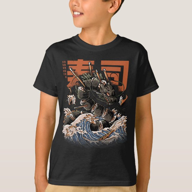 Underbar Sushi Dragon Japansk Food Kawaii Dragon A T Shirt (Framsida)