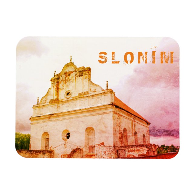 Underbar synagogararkitektur i Vitryssland Slonim Magnet (Horisontell)