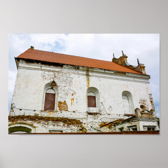 Underbar synagogararkitektur i Vitryssland Slonim Poster (Framsidan)