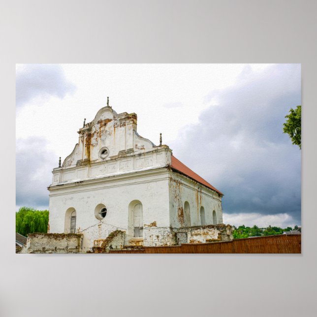 Underbar synagogararkitektur i Vitryssland Slonim Poster (Framsidan)