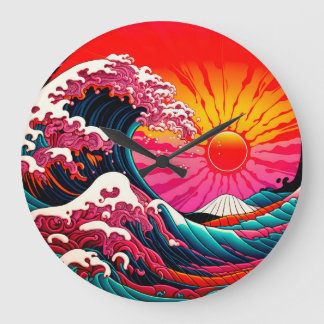 Underbar SynthWave i Kanagawa Retro 80-talet Stor Klocka