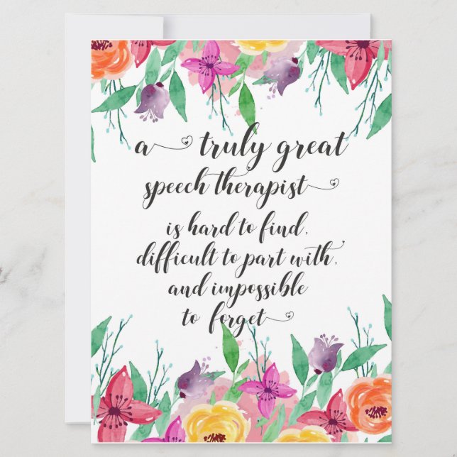 Underbar tal-terapeut tack för att du presenterade kort (Framsida)