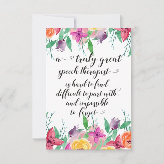 Underbar tal-terapeut tack för att du presenterade kort (Framsida)