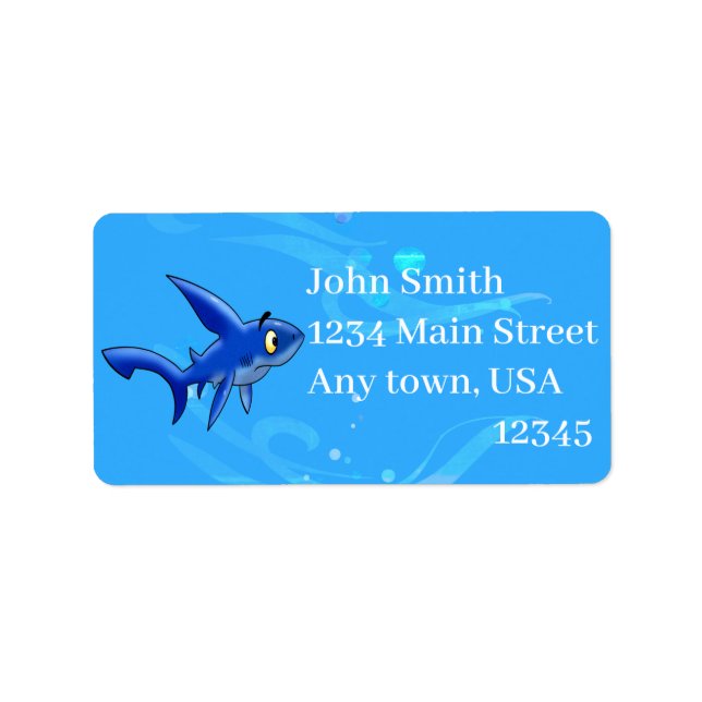 Underbar Tecknad, haj Adressetikett (Framsidan)