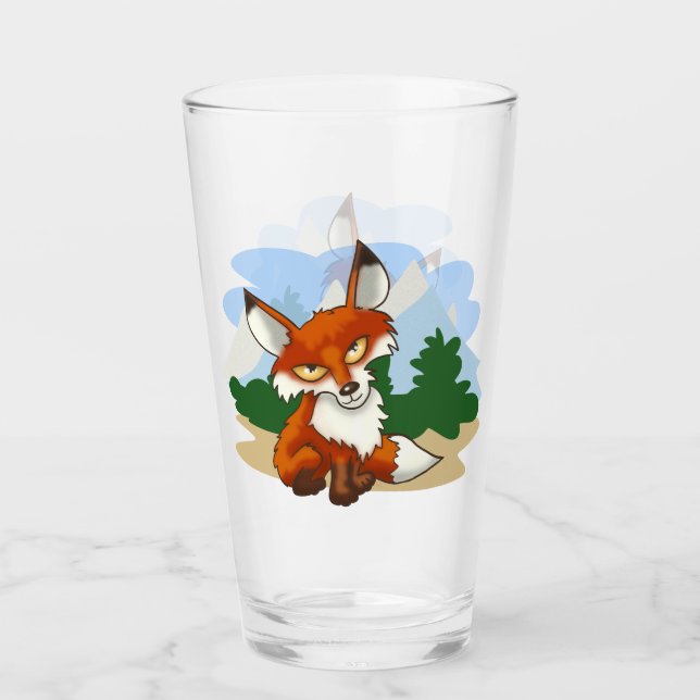 Underbar Tecknad Red Fox Glaskopp (Framsida)