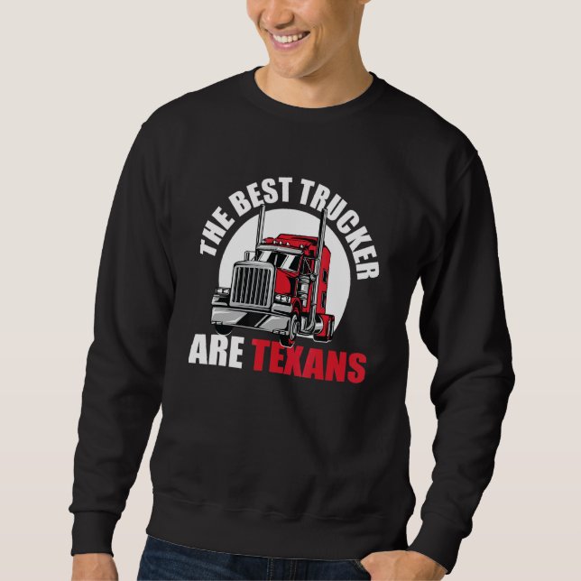 Underbar Texan Trucker säger Longhorn Texas Lastbi Lång Ärmad Tröja (Framsida)