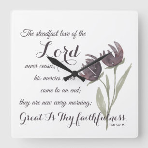 Underbar Thy Faithessness Christian Scripture Pray Fyrkantig Klocka
