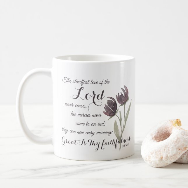 Underbar Thy Faithness Christian Scripture Verse Kaffemugg (Med munk)