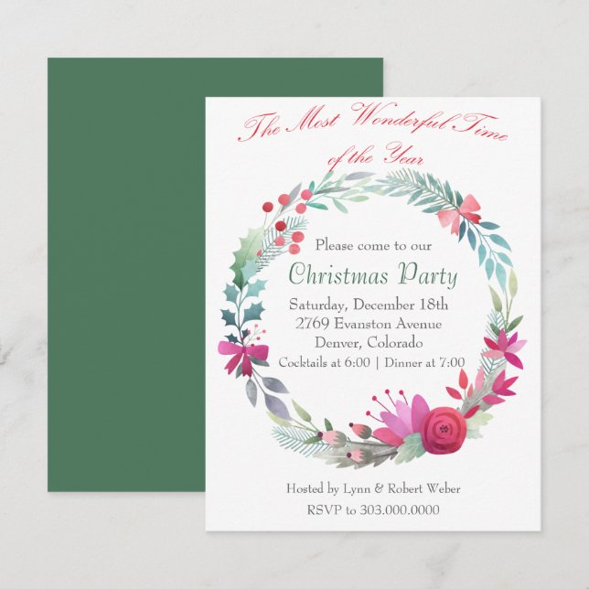 Underbar tidsinbjudan till julfest inbjudningar (Fram/baksida)