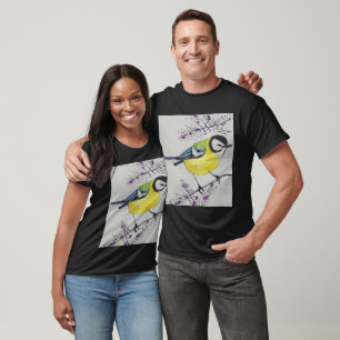 Underbar Tit Bird Teckning, Hand plockade British T Shirt