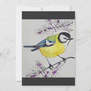 Underbar Tit Bird Teckning, Hand plockade British Tack Kort