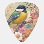 Underbar Tit Chickadee Bird Colorful Blommigt Flow Plektrum<br><div class="desc">"Söta underbara tuterikonst",  "gult pergament på gren",  "rosa blommor vår blommar",  "vattnig blommigt blommor blommar",  "söt vackra dekorativa sakura",  "contemporary gustav klimt inspirerad",  "färgkonst deco nouveau",  "modern blå pastel prydnadsdjur",  "arty botanical asian oriental",  vibrental",  "oriental",  "vitalt",  "vitalt",  "vitalt",  "levande",  "levande fågelvilt i regnbåge av multifärgad"</div>