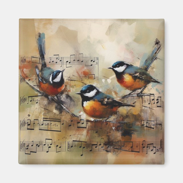 Underbar Titmus-fågel målad på skiljevägg Magnet (Framsidan)