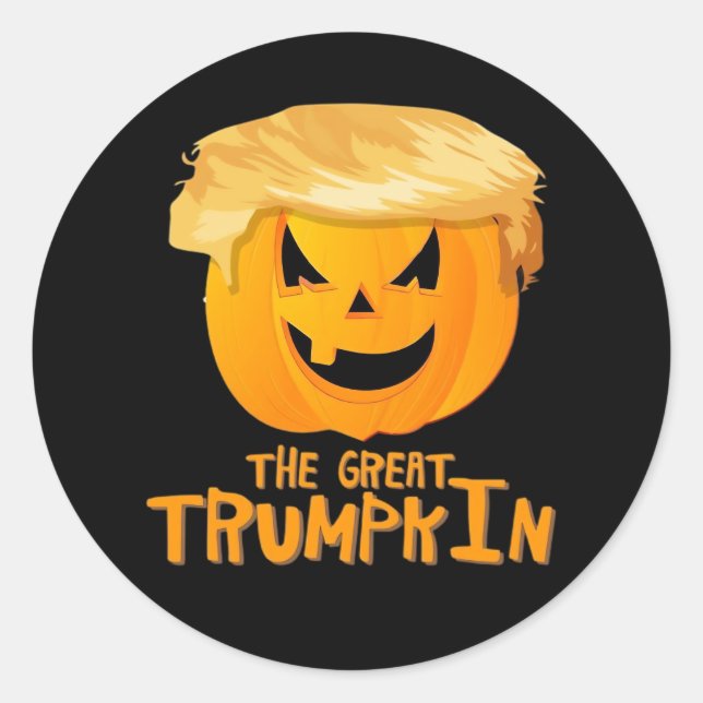 Underbar Trumpkin Funny Halloween Runt Klistermärke (Framsida)
