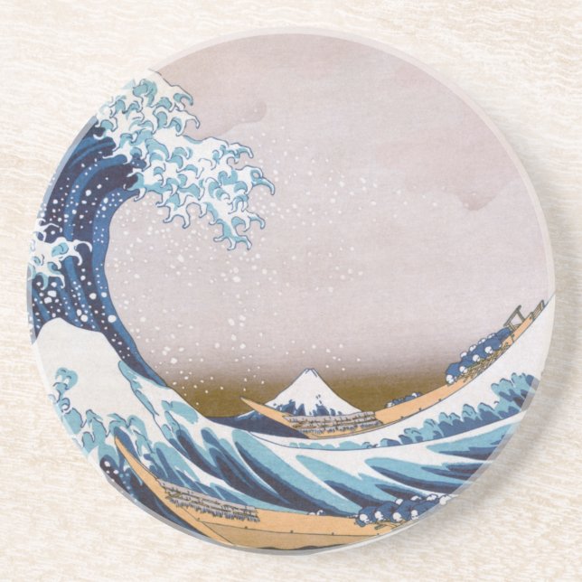 Underbar Tsunami Wave av Hokusai från Kanagawa Jap Underlägg (Framsidan)