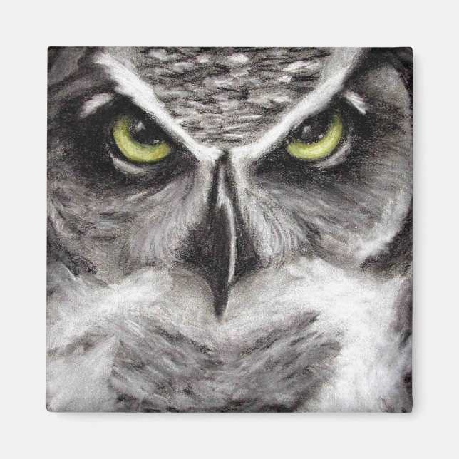 Underbar Uggla Tiger Ugglor Kolkol Teckning Magnet (Framsidan)