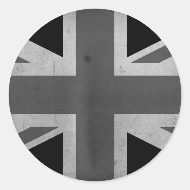 Underbar UK Flagga BW Runt Klistermärke (Framsida)
