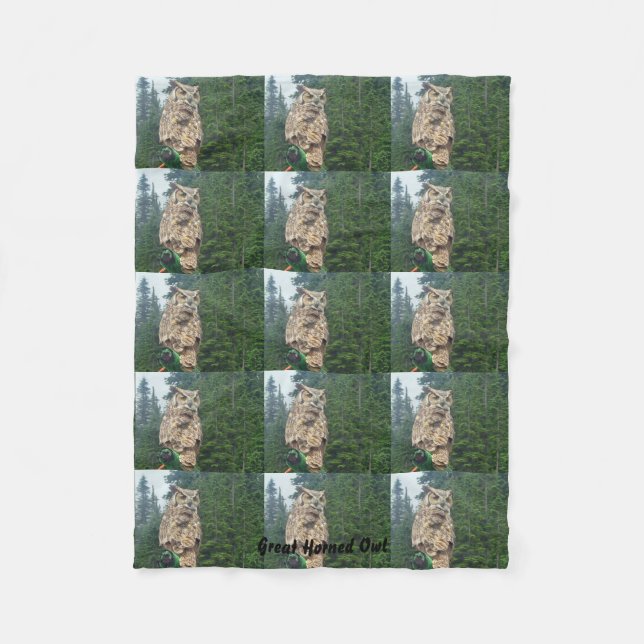 Underbar ullfilt för Horned uggla Fleecefilt (Framsidan)